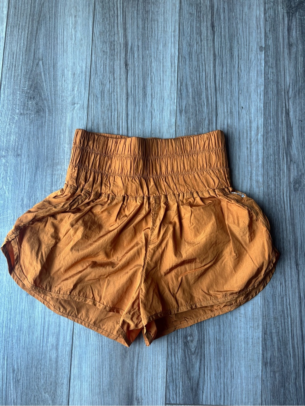 FP Movement by Free People Smoky Orange Smocked Waist Athletic Shorts